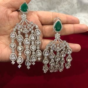 Beautiful zircon and emerald earring